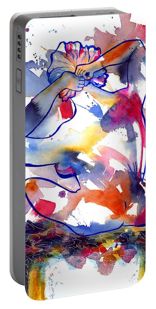 Nude Portable Battery Charger featuring the painting The Southside by Kim Shuckhart Gunns