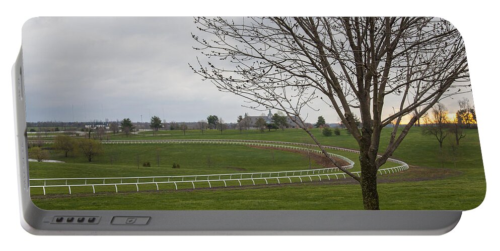 Animal Portable Battery Charger featuring the photograph The Training Barn and Turf Track by Jack R Perry