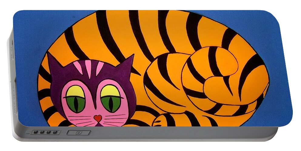 Cat Portable Battery Charger featuring the painting The Unity Cat by Stephanie Moore