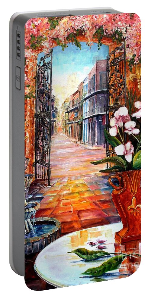 New Orleans Portable Battery Charger featuring the painting The View from a Courtyard by Diane Millsap