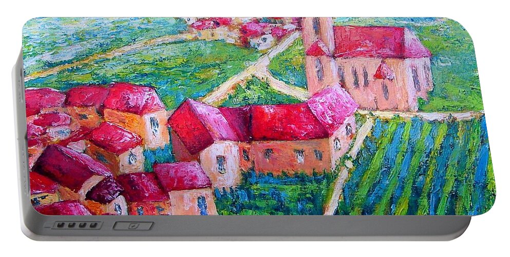 Village Portable Battery Charger featuring the painting The Village by Cristina Stefan