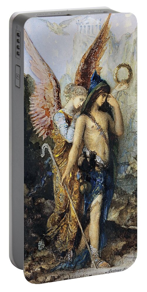 Gustave Moreau Portable Battery Charger featuring the painting The Voices. Hesiod and the Muse by Gustave Moreau