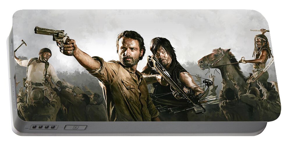 The Walking Dead Paintings Portable Battery Charger featuring the painting The Walking Dead Artwork 1 by Sheraz A
