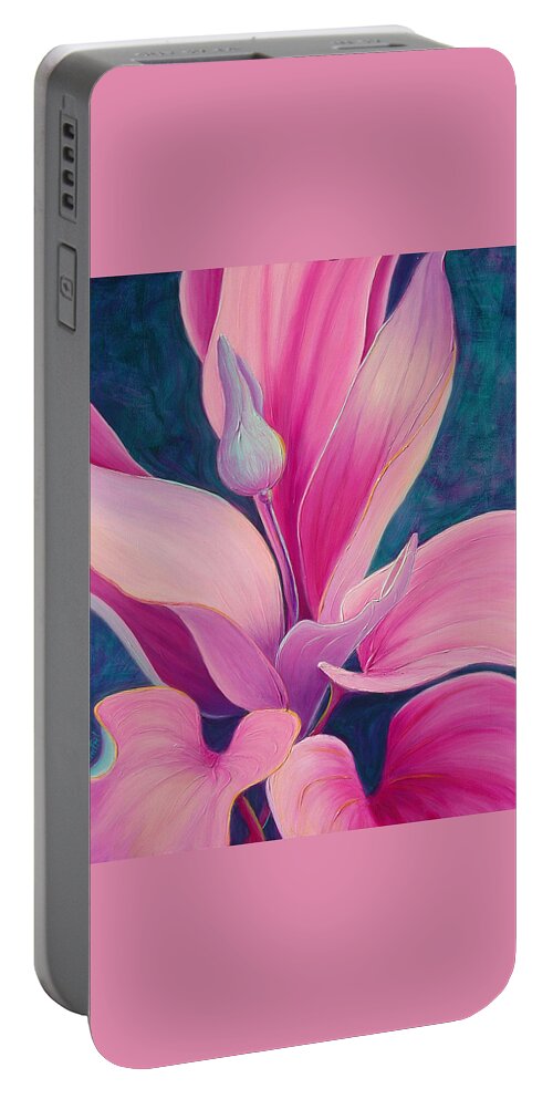Flora Portable Battery Charger featuring the painting The Way You Look Tonight by Sandi Whetzel