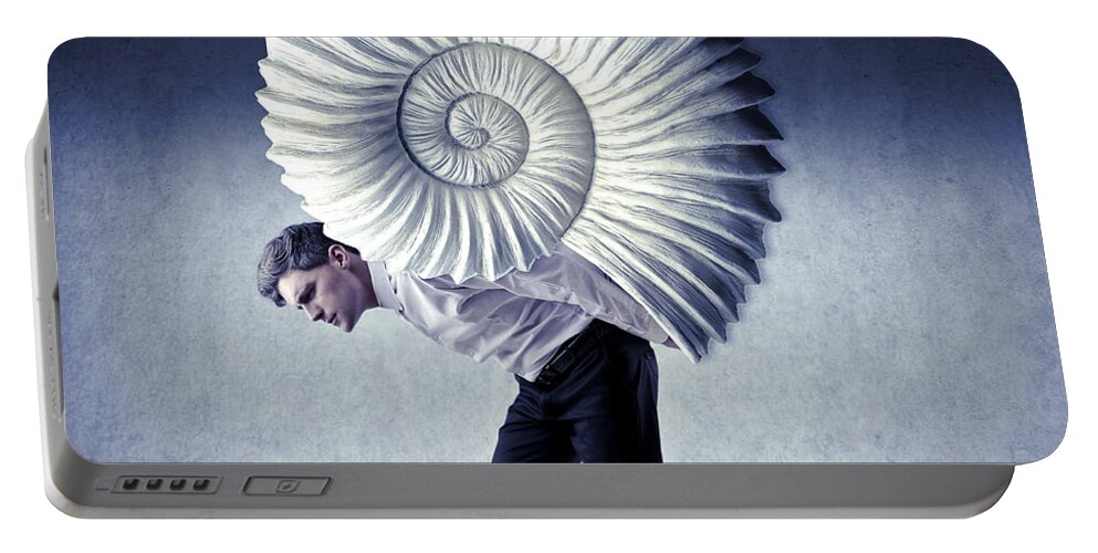 Surreal Portable Battery Charger featuring the digital art The Weight of Life by Aimelle Ml