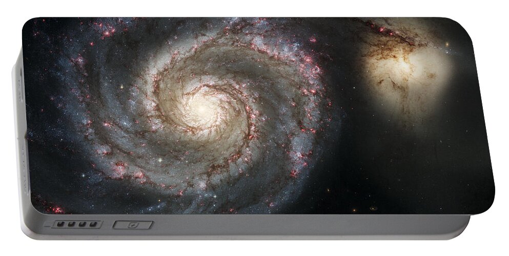 3scape Portable Battery Charger featuring the photograph The Whirlpool Galaxy M51 and Companion by Adam Romanowicz