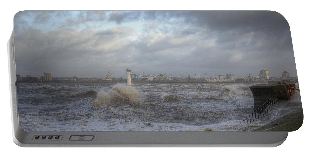 Lighthouse Portable Battery Charger featuring the photograph The Wild Mersey 2 by Spikey Mouse Photography