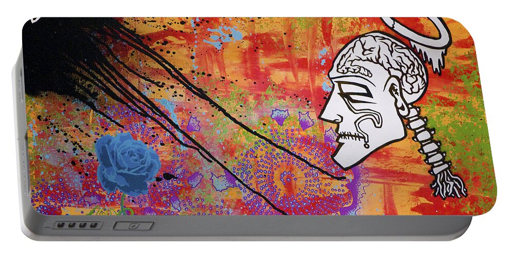 Abstract Portable Battery Charger featuring the painting The Wise Man Strays Far From The Heart by Bobby Zeik