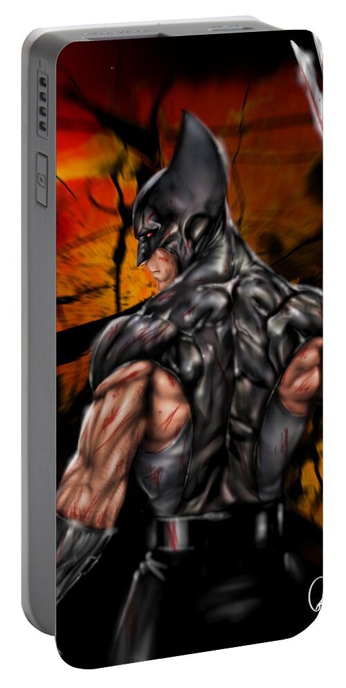 Marvel Portable Battery Charger featuring the painting The Wolverine by Pete Tapang