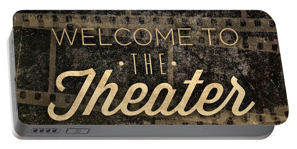 Theater Portable Battery Charger featuring the digital art Theater by South Social Graphics