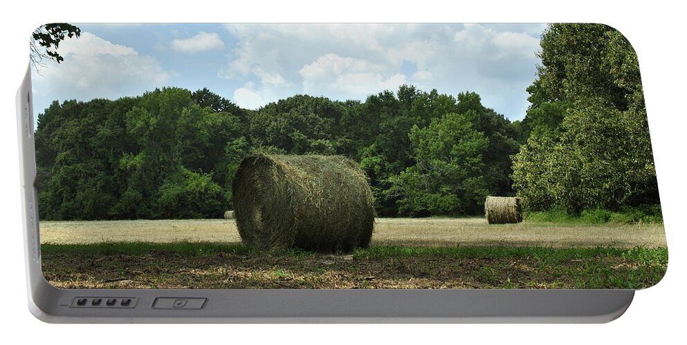 Bale Of Hay Portable Battery Charger featuring the photograph They Bailed by Pamela Smale Williams