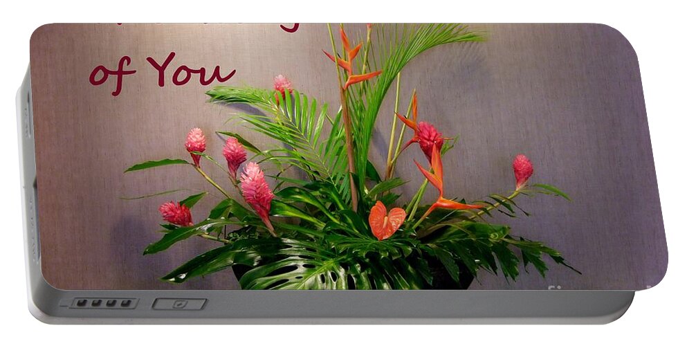 Pink Ginger Portable Battery Charger featuring the photograph Thinking of You - Pink Ginger by Mary Deal