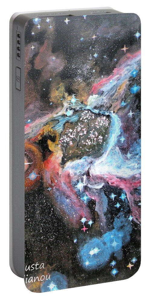 Augusta Stylianou Portable Battery Charger featuring the painting Thor's Helmet Nebula by Augusta Stylianou