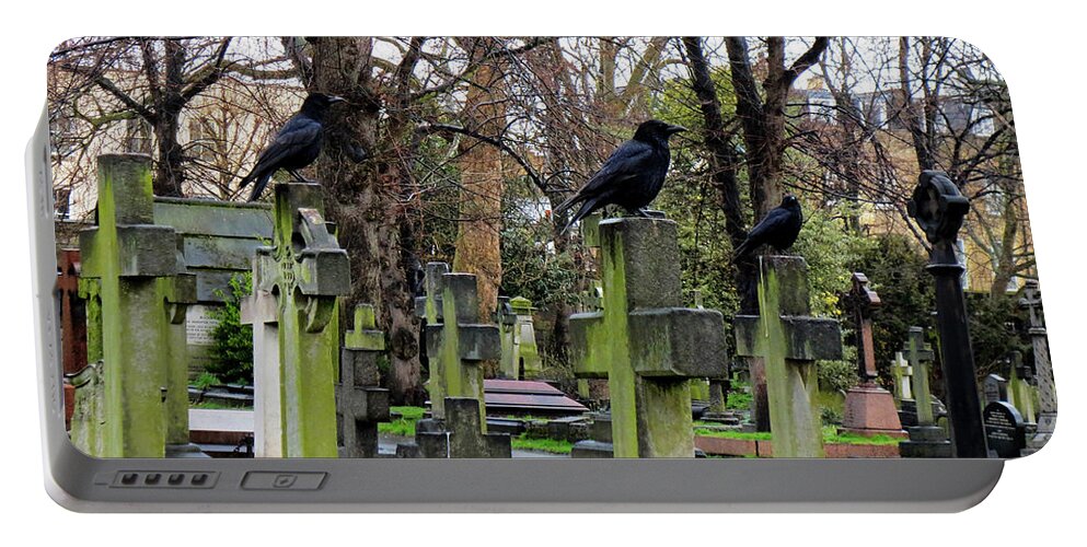 Brompton Cemetery Portable Battery Charger featuring the photograph Three Ravens by Gia Marie Houck