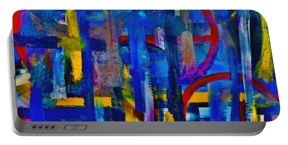 Abstract Portable Battery Charger featuring the painting Anchored In Art by Lisa Kaiser