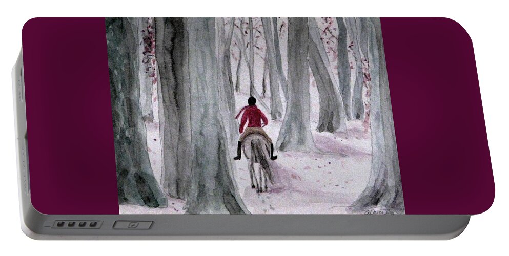 Horses Portable Battery Charger featuring the painting Through The Woods by Angela Davies