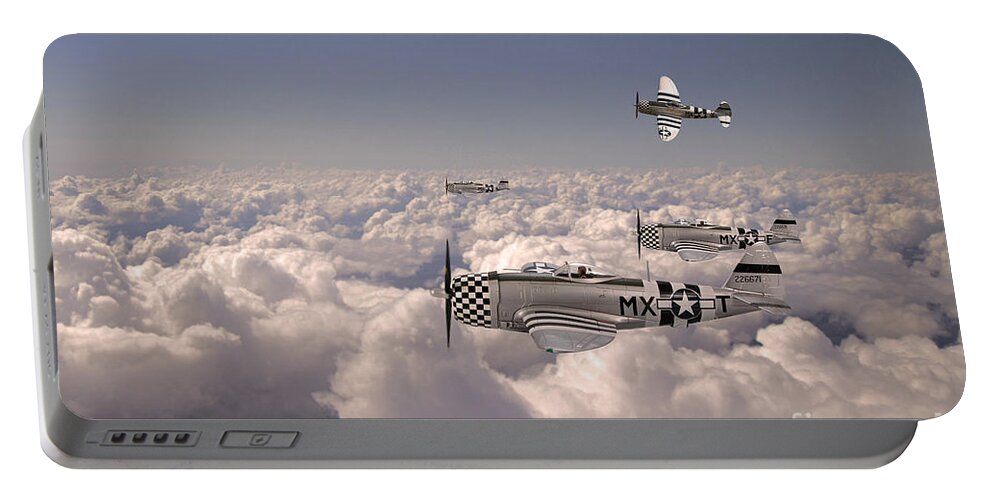 P47 Thunderbolt Portable Battery Charger featuring the digital art Thunderbolts by Airpower Art