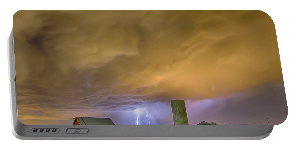 Lightning Portable Battery Charger featuring the photograph Thunderstorm Hunkering Down On The Farm by James BO Insogna