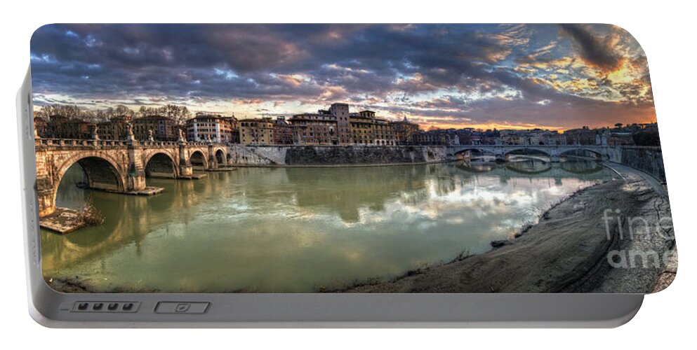 Yhun Suarez Portable Battery Charger featuring the photograph Tiber River Sunset by Yhun Suarez