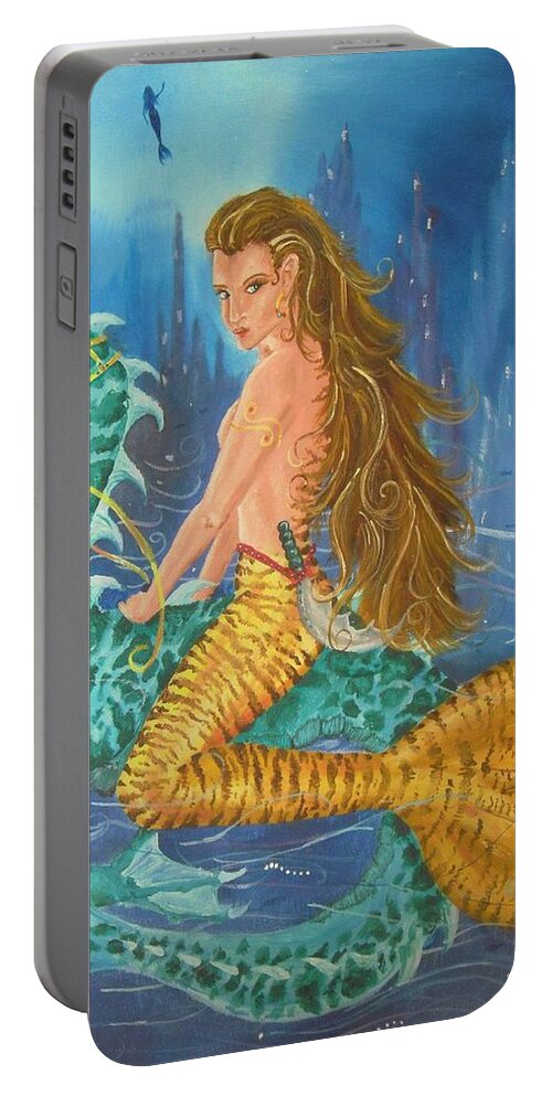 Tigerlily Portable Battery Charger featuring the painting Tiger Lily Tails by Nicole Angell