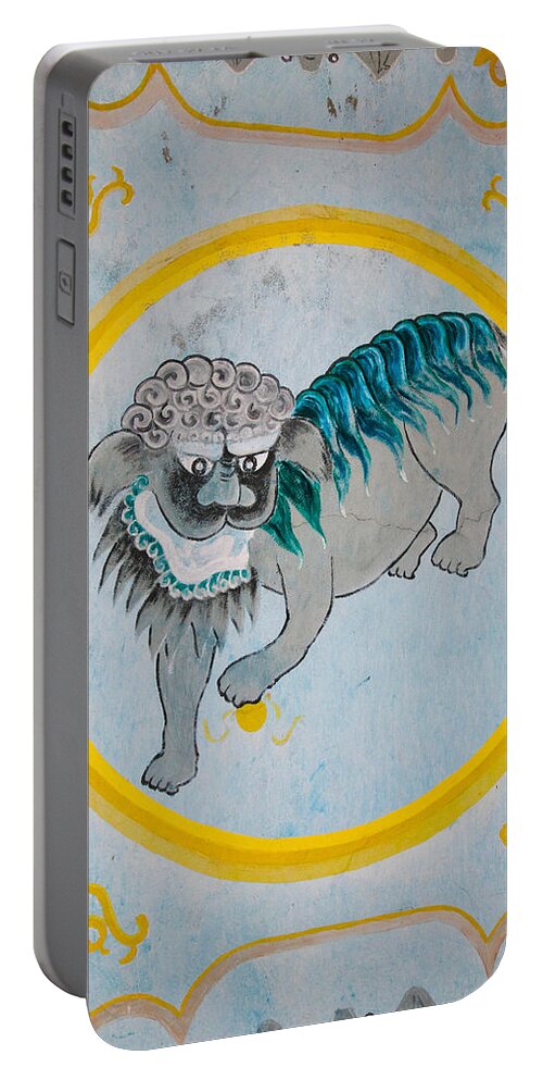 Photography Portable Battery Charger featuring the photograph Tiger Mural On A Temple Wall, Mingshan by Panoramic Images