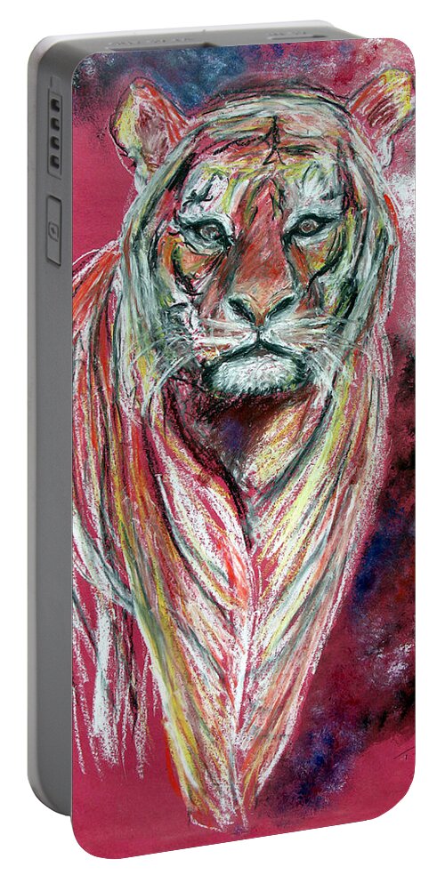 Tiger Portable Battery Charger featuring the drawing Tiger by Tom Conway