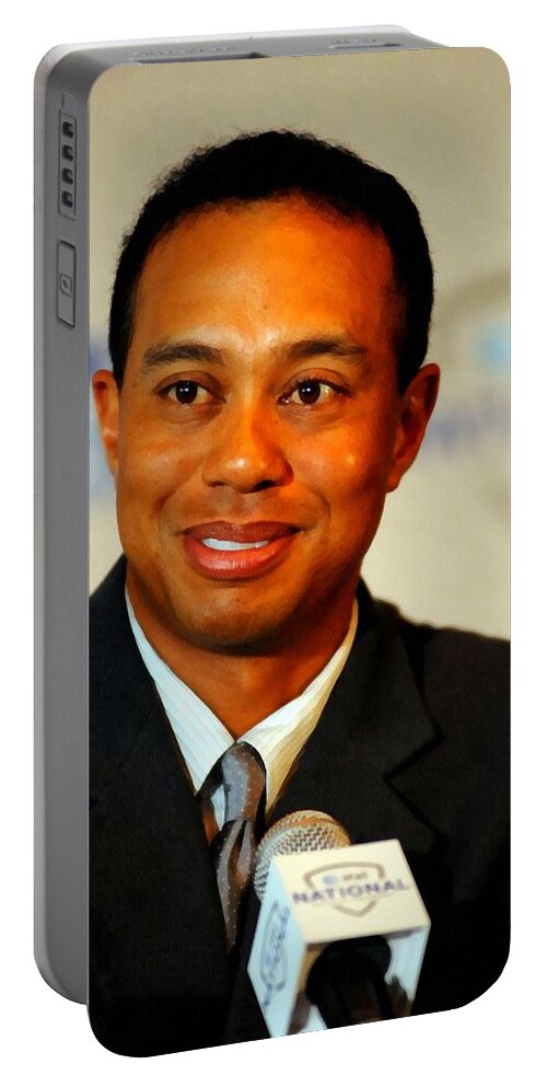 Tim Hipps Portable Battery Charger featuring the digital art Tiger Woods by Tim Hipps