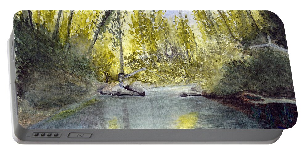 Wilson River Portable Battery Charger featuring the painting Tillamook Fishing by Chriss Pagani