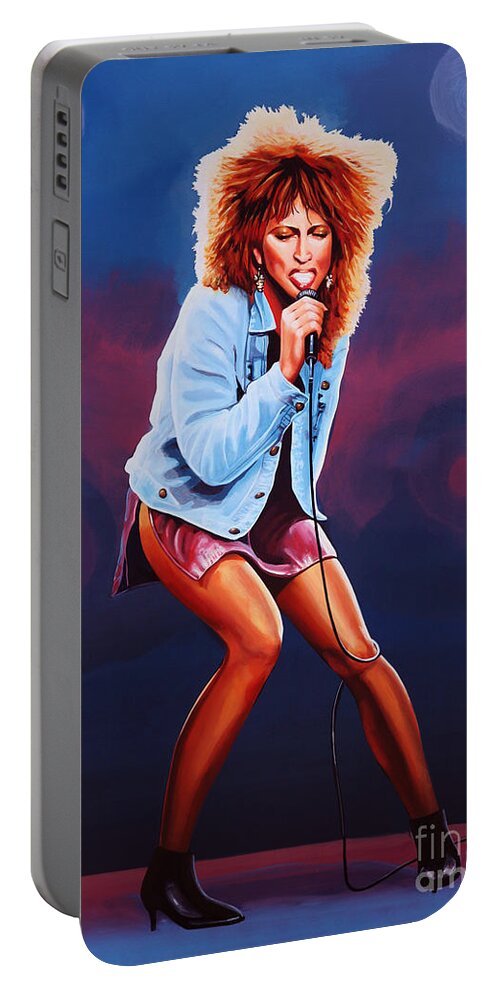 Tina Turner Portable Battery Charger featuring the painting Tina Turner by Paul Meijering