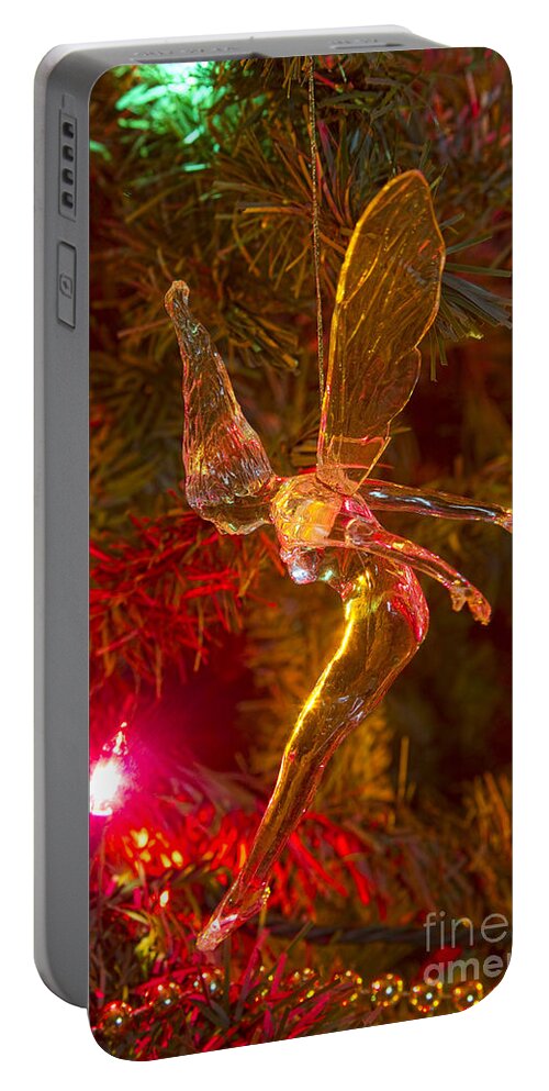 Tink Portable Battery Charger featuring the photograph Tinker Bell Christmas Tree Landing by James BO Insogna