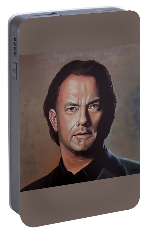 Tom Hanks Portable Battery Charger featuring the painting Tom Hanks by Paul Meijering