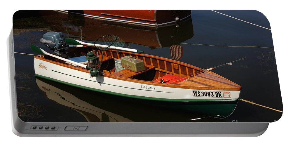 Boat Portable Battery Charger featuring the photograph Tomahawk Wood Boat by Neil Zimmerman