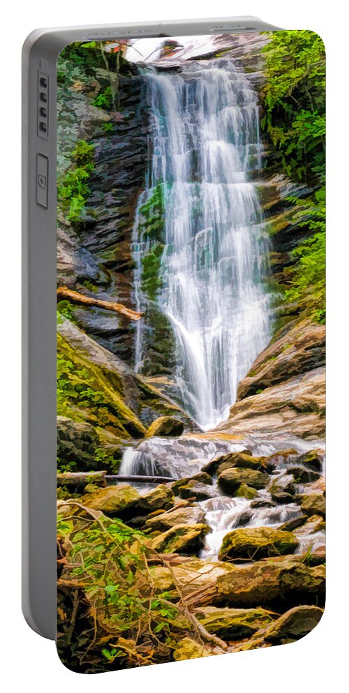 Waterfalls Toms Creek Falls Portable Battery Charger featuring the photograph Toms Creek Falls in Marion North Carolina by Ginger Wakem