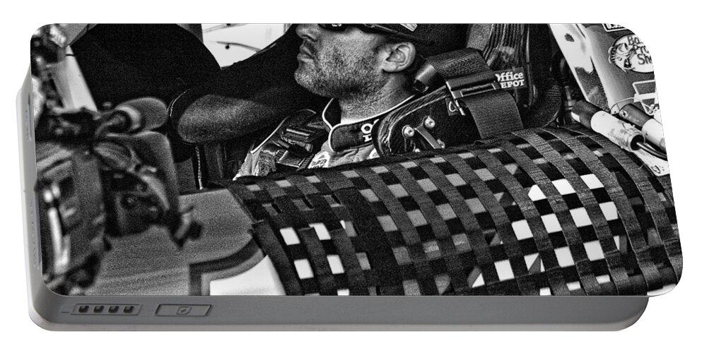 Tony Stewart Portable Battery Charger featuring the photograph Tony Stewart Focuses by Kevin Cable