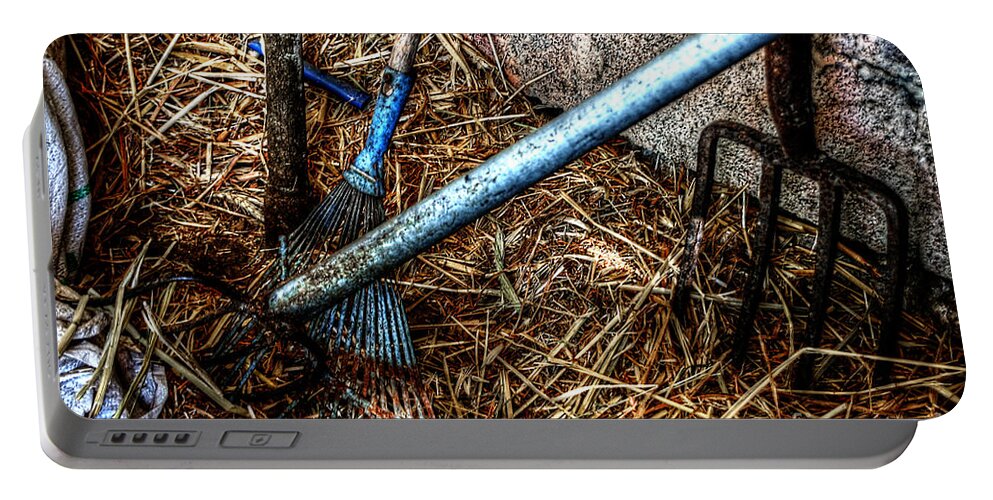 Farm Portable Battery Charger featuring the photograph Olde Tools Of The Trade by Doc Braham