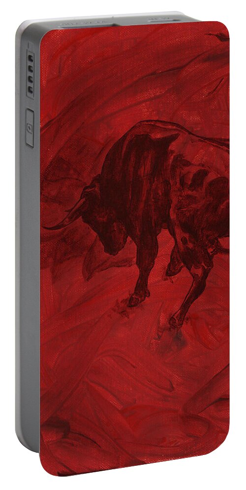 Toro Portable Battery Charger featuring the painting Toro painting by Konni Jensen