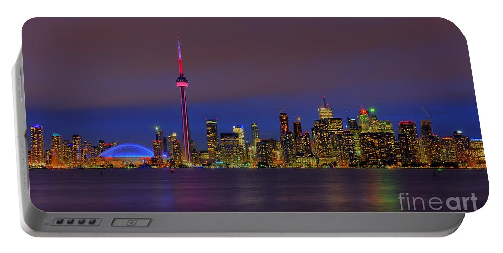 Nina Stavlund Portable Battery Charger featuring the photograph Toronto by Night... by Nina Stavlund