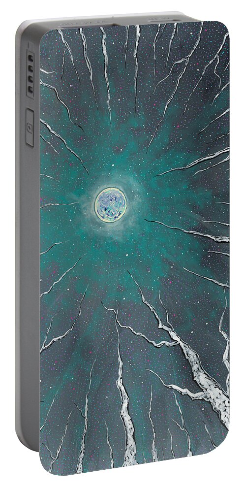Moon Portable Battery Charger featuring the painting Total Clarity by Joel Tesch