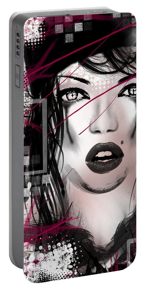 Woman Portable Battery Charger featuring the digital art Tough Love Pink by Melissa Smith