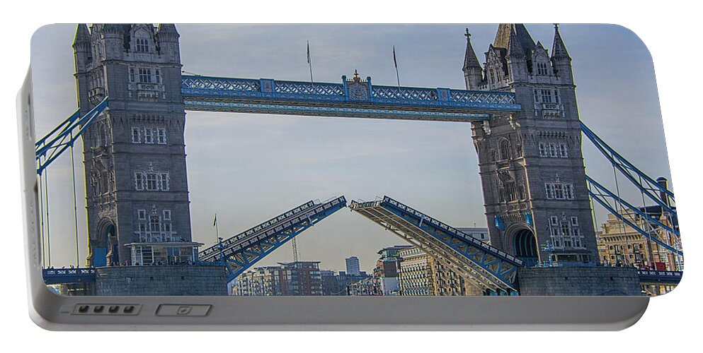 Tower Bridge London Portable Battery Charger featuring the photograph Tower Bridge Opened by Chris Thaxter