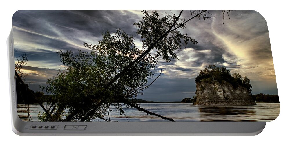 2010 Portable Battery Charger featuring the photograph Tower Rock in the Mississippi River by Robert Charity