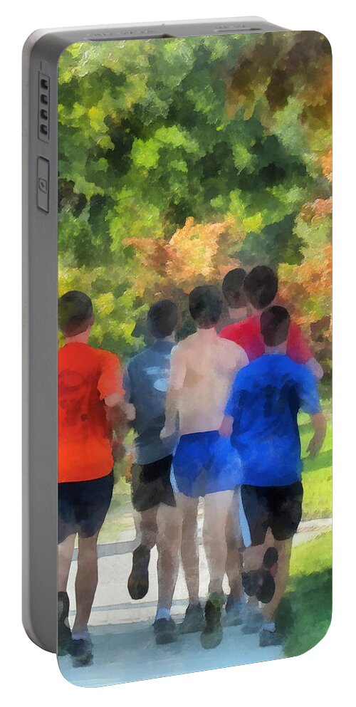Track And Field Portable Battery Charger featuring the photograph Track Practice by Susan Savad
