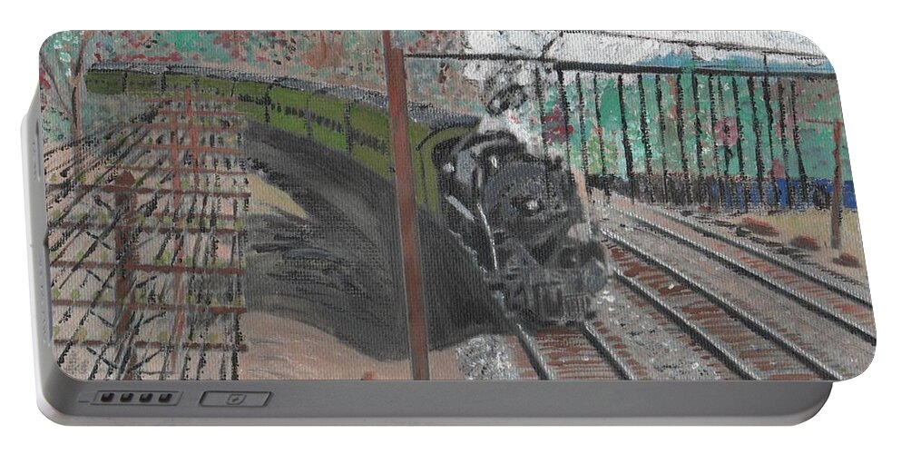 Train Portable Battery Charger featuring the painting Train 641 by Cliff Wilson