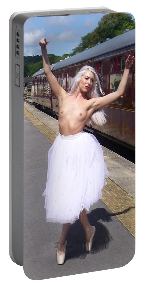 Naughty Portable Battery Charger featuring the photograph Train Ballet Girl by Asa Jones