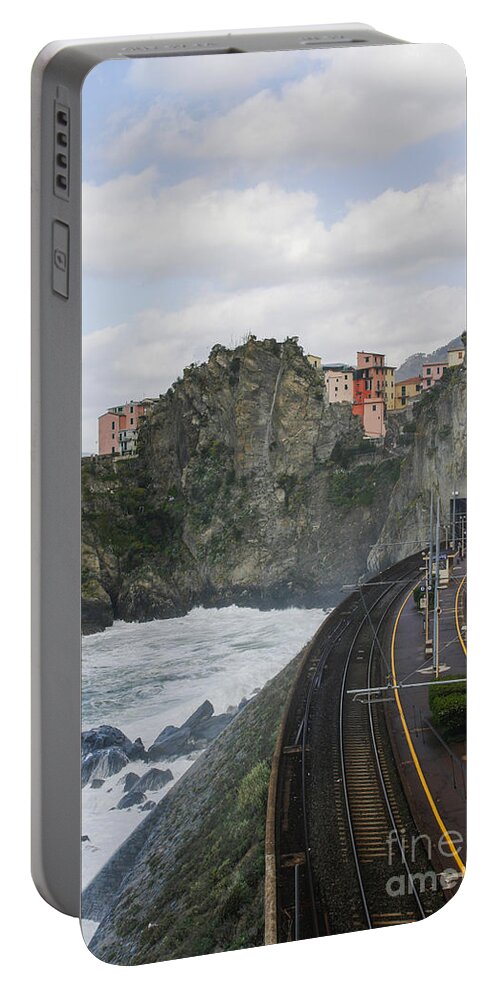 Cinqueterre Portable Battery Charger featuring the photograph Trainstation in Manarola Italy by Patricia Hofmeester