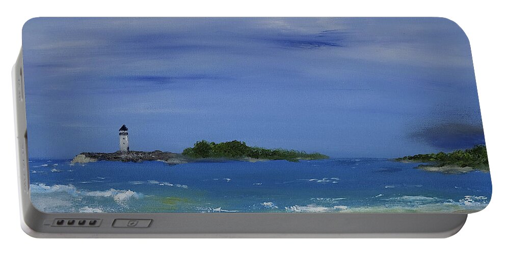 Beach Portable Battery Charger featuring the painting Tranquility Bay by Dick Bourgault