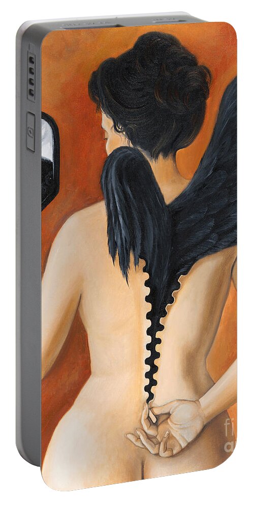 Nude Portable Battery Charger featuring the painting Transformation by Margaryta Yermolayeva