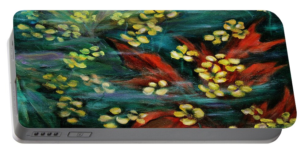 Nature Portable Battery Charger featuring the painting Transforming... by Xueling Zou