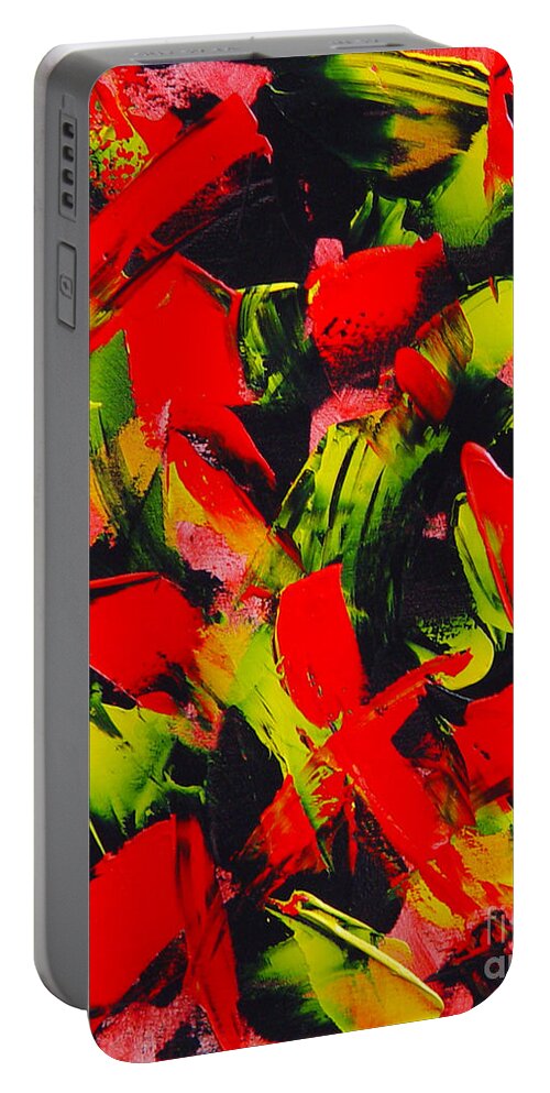 Black Portable Battery Charger featuring the painting Transitions III by Dean Triolo