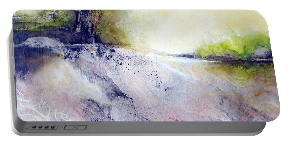 Art Portable Battery Charger featuring the painting Tree Growing On Rocky Riverbank by Ikon Ikon Images